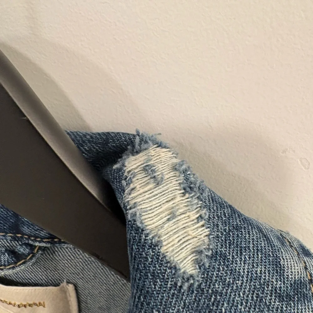 Anthropologie Pilcro Embellished Distressed Denim Trucker Jacket Size Small - Picture 9 of 16